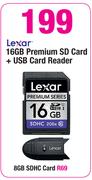 Lexar 16GB Premium SD Card + USB Card Reader