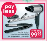 Clicks Pay Less 1200Watt Compact Hairdryer, Hair Straightener Or Curling Tong-Each