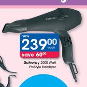 Safeway 2000Watt ProStyle Hairdryer-Each