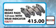 Honda Jazz Front Brake Pads 131mm With Wear Indicator FDB777