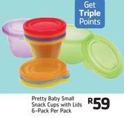 Pretty Baby 6 Pack Small Snack Cups With Lids-Per Pack