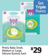 Pretty Baby Small, Medium Or Large Silicone Dummy-Each