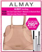 Almay Handbag + One Coat Triple Effect Mascara In Blackest Black + 16 hr Eye Liner Pencil In Black