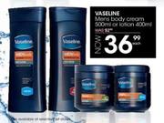 Vaseline Mens Body Cream 500ml Or Lotion 400ml-Each