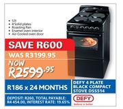Defy 4 Plate Black Compact Stove DSS514