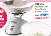 Clicks Stainless Steel Retro Digital Kitchen Scale