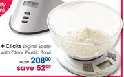 Clicks Digital Scale With Clear Plastic Bowl
