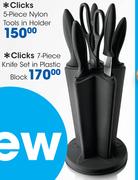Clicks 7-Piece Black Knife Set In Plastic