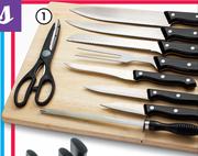 Clicks 10 Piece Knife & Pine Wood Board Set