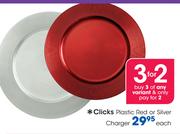 Clicks Plastic Red Or Silver Charger-Each