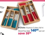 Clicks 16 Piece Cutlery Set In Wood Tray-Per Set