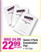 Game 3 Pack Examination Pad-100 Page Per Pack