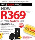 Nokia Lumia 925 Smartphone+ Nokia Wireless Charging Cover And Charging Plate-On MTN Any Time 200