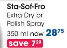 Sta-Soft-Fro Extra Dry Or Polish Spray-350ml Each