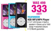 Telefunken 4GB MP3/MP4 Player-Each