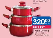 Love Cooking 6-Piece Red Aluminium Pot Set