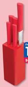 Love Cooking 4-Piece Knife Set With Magnetic Bar Plastic Handle