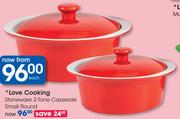 Love Cooking Stoneware 2-Tone Casserole Small Round-Each