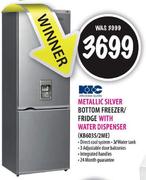 KIC Metallic Silver Bottom Freezer/Fridge with Water Dispenser(KB6035/2ME)