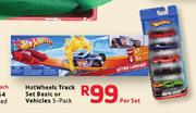 Hotwheels Track Set Basic Or Vehicles 5-Pack