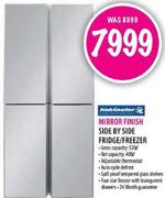 Kelivnator Mirror Finish Sise By Side Fridge/Freezer Gross Capacity-520L and Net Capacity-400L