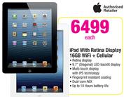 Apple iPad  With Retina Display 16GB WiFi + Cellular-Each