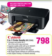 Canon 3 In 1 Printer Bundle MG 3540