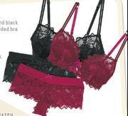 Shelley 2 Pack Red And Black Lace Non Padded Bra