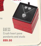 Guess Crush Heart Pave Pendants And Studs