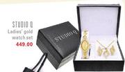 Studio Q Ladies Gold Watch Set