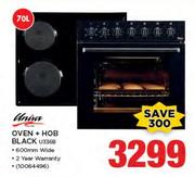 Univa 70Ltr Oven + Hob Black U336B