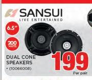 Sansui 6.5" Dual Cone Speakers 200 Watts-Per Pair