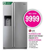 LG Platinum Silver Side By Side Fridge/Freezer With Water Dispenser(