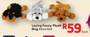  Laying Fuzzy Plush Dog Assorted