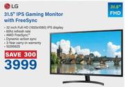 LG 31.5" IPS Gaming Monitor With Free Sync