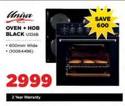 Univa Oven + Hob Black 600mm Wide U336B
