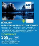 Skyworth 40 Inch Android FHD LED TV 40STD6500-On A 10GB LTE Wireless Plan