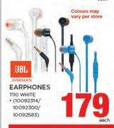 JBL Earphones T110 WHITE-Each