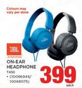 JBL On Ear Headphone T450-Each