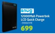 Snug 12000 mAh Powerbank LCD Quick Charge