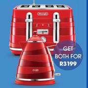 Delonghi 1.7L Avvolta Kettle & Delonghi Avvolta 4 Slice Toaster-Both For
