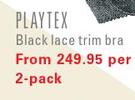 Playtex Black Lace Trim Bra-Per 2 Pack
