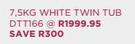 Defy 7.5Kg White Twin Tub DTT166