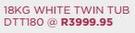 Defy 18Kg White Twin Tub DTT180