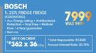 Bosch 237L Fridge(KGN36XI35G)