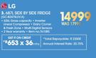 LG 687L Side By Side Fridge(GC-B247SLUV.A)