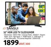 SANSUI 32" HDR LED Tv - ( SLED32HDR)
