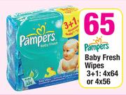 Pampers Baby Fresh Wipes 3+1: 4 x64 Or 4 x 56