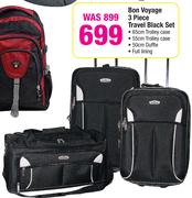 Bon Voyage 3 Piece Travel Black Set