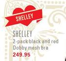 Shelley 2-Pack Black And Red Dobby Mesh Bra